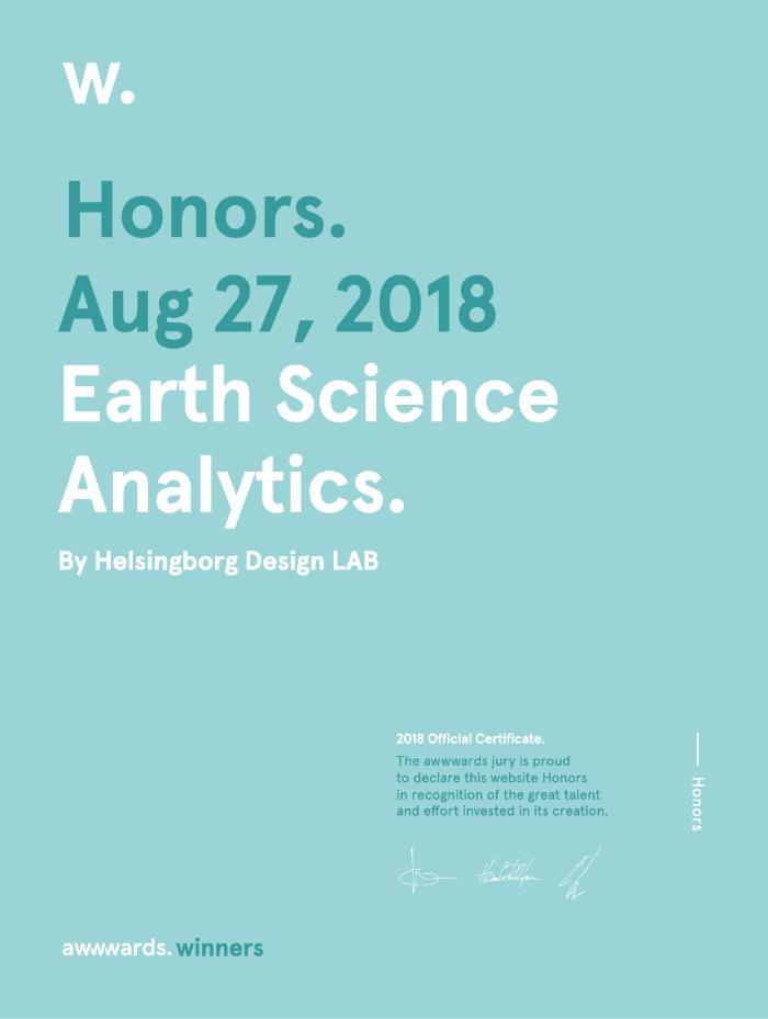 Awwwards Honorable Mention: Earth Science Analytics