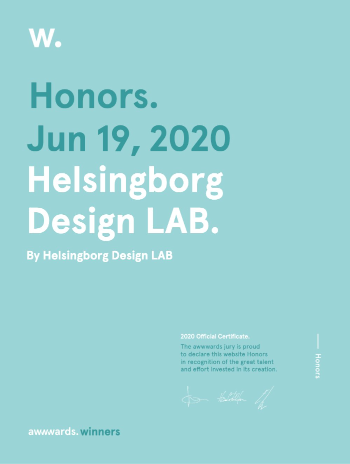 Awwwards Honorable Mention: Helsingborg Design Lab