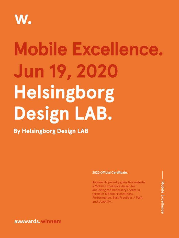 Awwwards Mobile Excellence: Helsingborg Design Lab