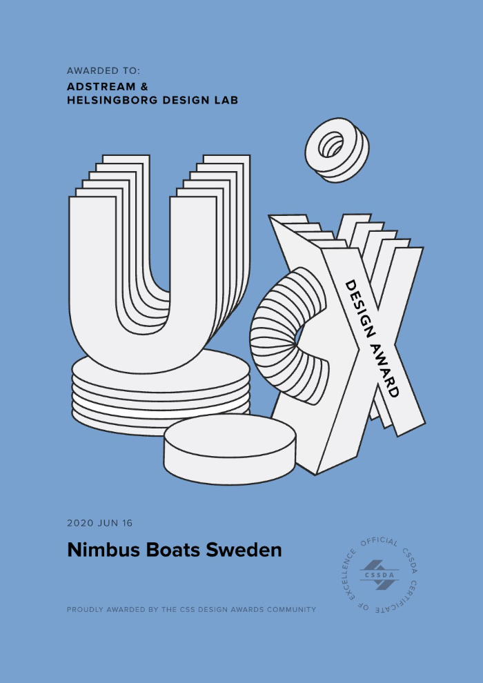 CSSDA Best UX Design: Nimbus Boats Sweden