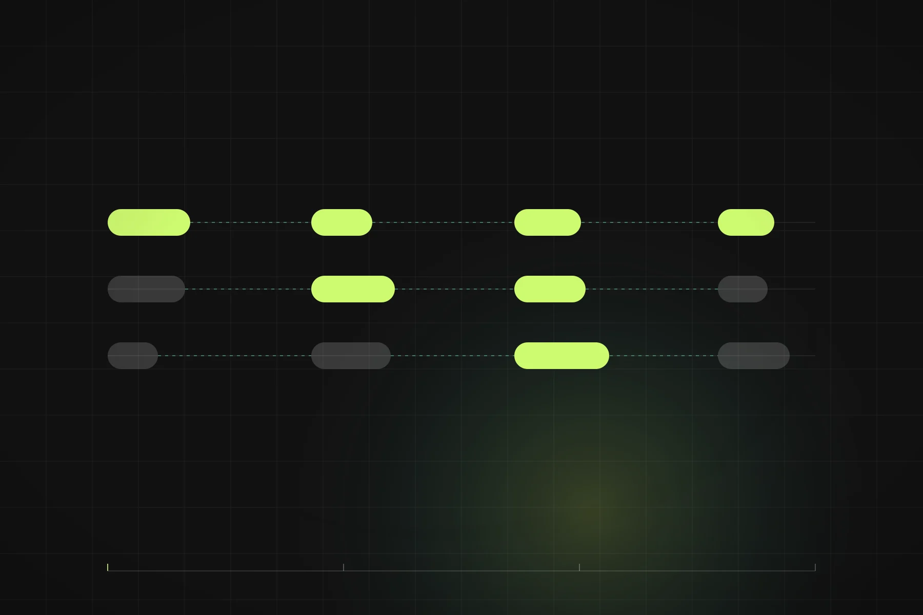 Illustration: stops on a line with hand-offs between them, like legs of a journey.
